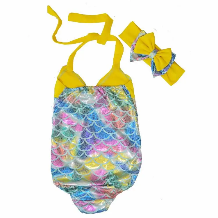 2 7Y Fish scales Print Bikini Children Kids Girls Bathing Swimsuit Halter Beach Swim Wear