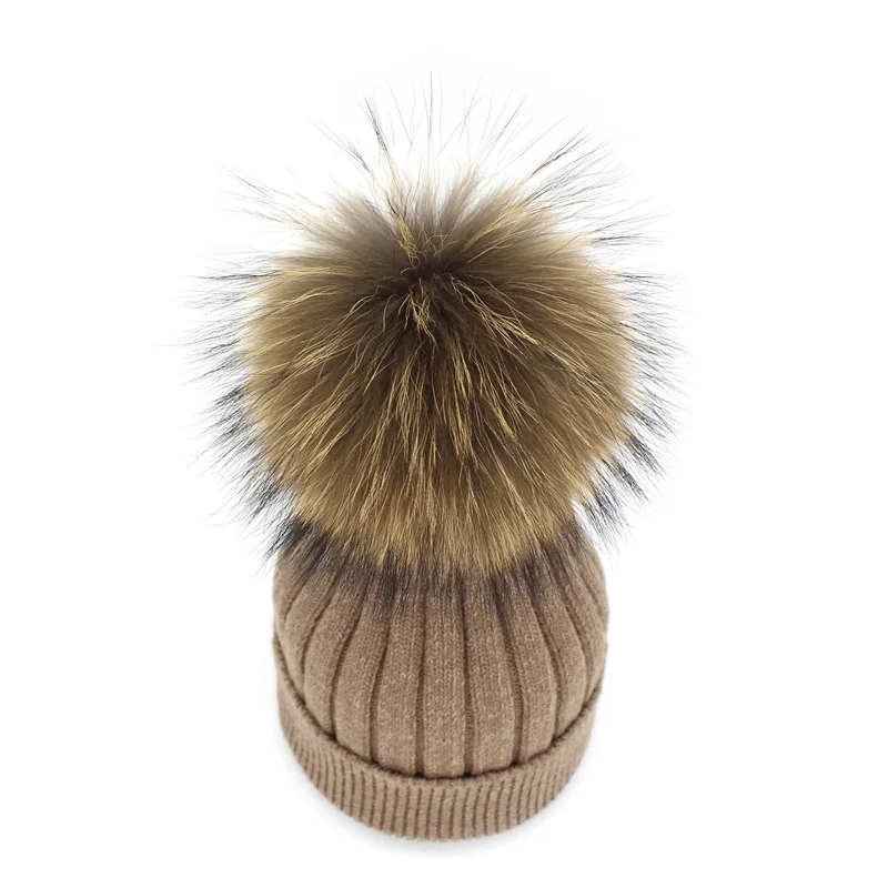 Lanxxy Для женщин зимние шапочки Натуральный мех помпоном Шапки для Для женщин