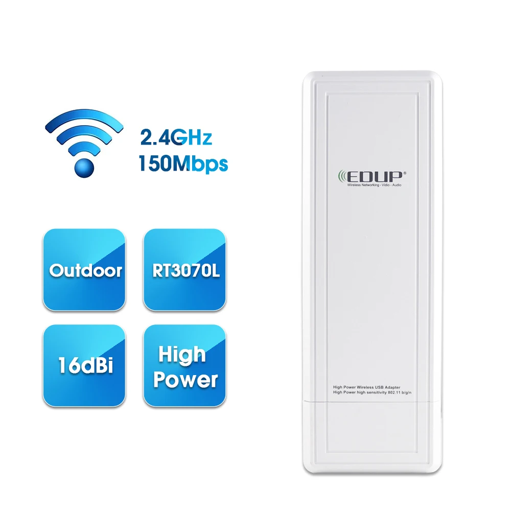  EDUP receptor WiFi de largo alcance 802.11n de alta ganancia 16dBi 150Mbps de alta potencia RT3070L