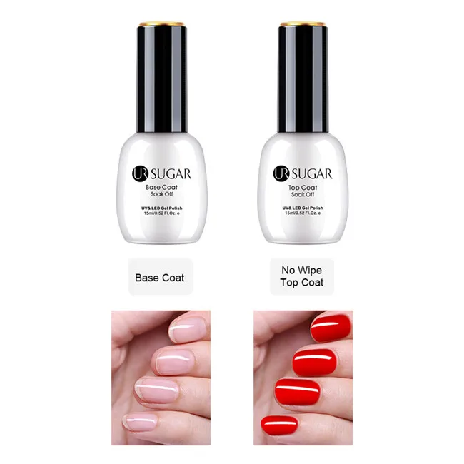 UR SUGAR Base Coat Top Coat Tempered Enhance Nail Gel Polish Matte No Wipe Top Coat Soak Off UV Gel Varnish Lacquer Manicure - Цвет: Base Coat Top Coat 3