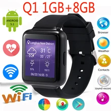 Q1 Smart Uhr MTK6580 1 GB + 8 GB 1,54 “Display Android 5.1 WiFi GPS 3G Bluetooth Smartwatch Unterstützung NANO Sim-karte Telefon
