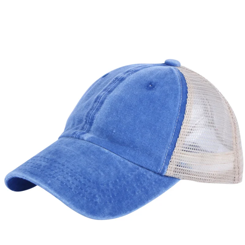Мужская и женская модная летняя бейсболка, Солнцезащитная сетчатая стильная простая спортивная шапка с надписью 58 см для девочек и мальчиков, snapback - Цвет: royal blue