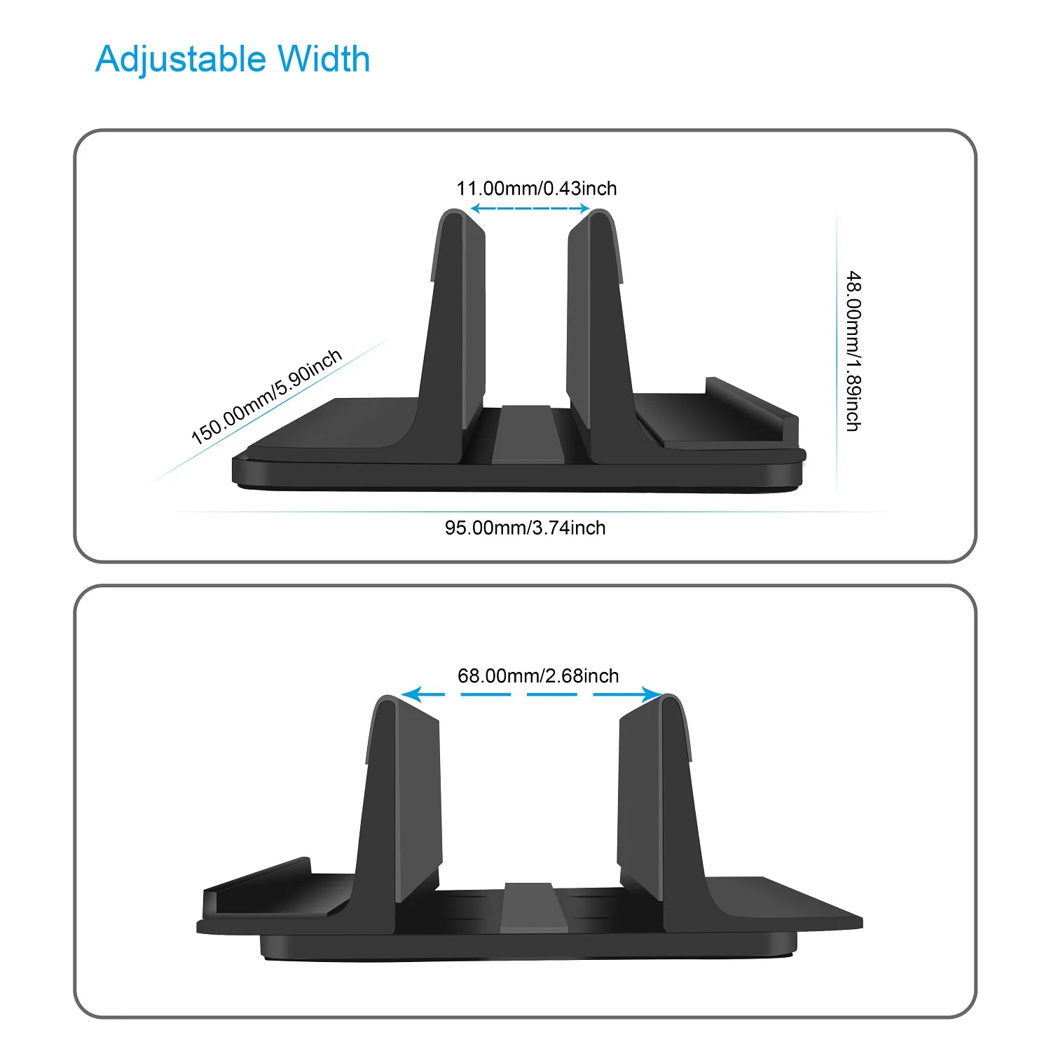 Vertical Laptop Stand for Macbook Air Pro 13 15 Desktop Aluminum Stand with Adjustable Dock Size for Surface Chromebook