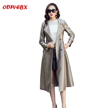 

2020 spring new Female windbreaker jacket fashion large size lapel thin high quality women's windbreaker long coat ODFVEBX AH58