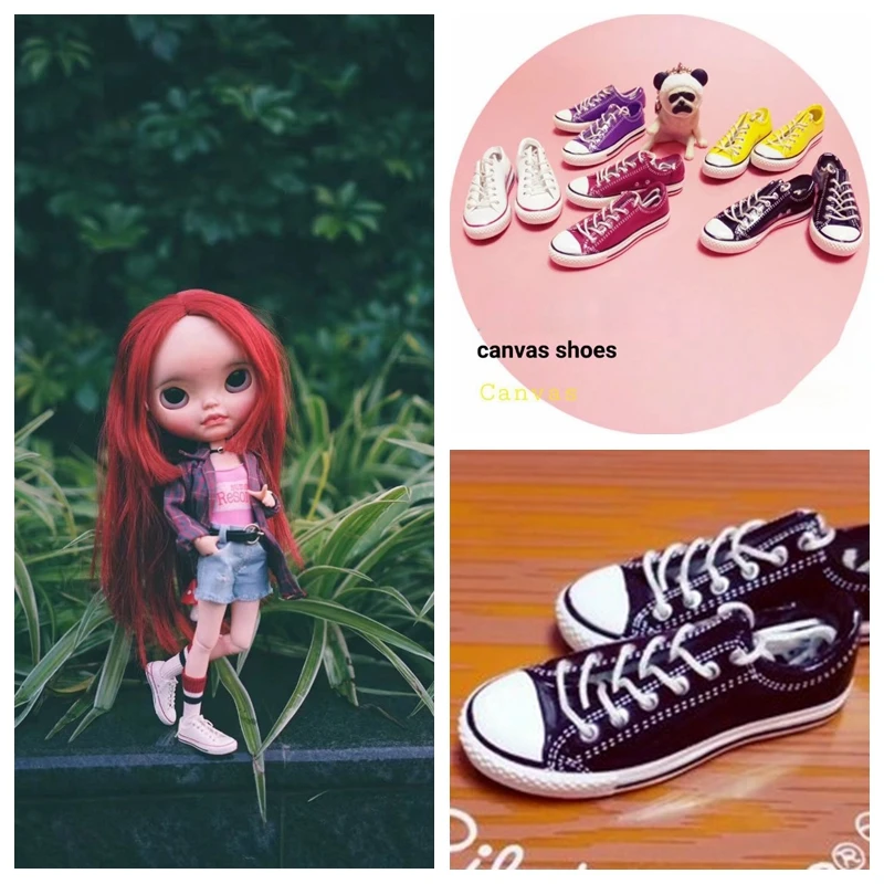 

1 Pair Fashion blyth holala Dolls canvas Shoes Bandage Skater Sport Shoes for blyth ob24 Dolls Accessories sneakers for dolls