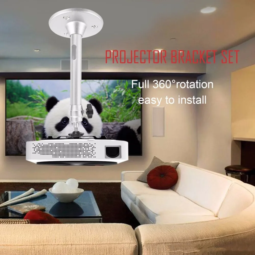 

Hot Aluminum alloy + Plastic Silver Wall Ceiling Mini Projector Bracket 360 Degree Swivel Mount Holder Projector bracket set