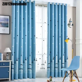 

Mediterranean Castle Cartoon Cotton Embroidered Curtains kids boy Children Room Finished Curtains for Living Dining Room Bedroom