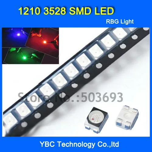 200 шт./лот RGB света Diode1210 3528 SMD светодиодный красный/зеленый/синий челнока