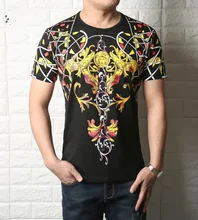 2017 Robe Africaine Style Men With Short Sleeves Mercerized Cotton Round Collar Set Of Digital Printing T-shirt Fashion Leisure
