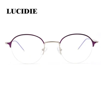 

Lucidie Most Popular Stainless Steel Glasses Frame Fashion Classic Man Woman Clear Lens Round Semi-rimless Optical frame