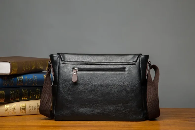 MJ Men's Bags Vintage PU Leather Male Messenger Bag High Quality Leather Crossbody Flap Bag Versatile Shoulder Handbag for Men (14)