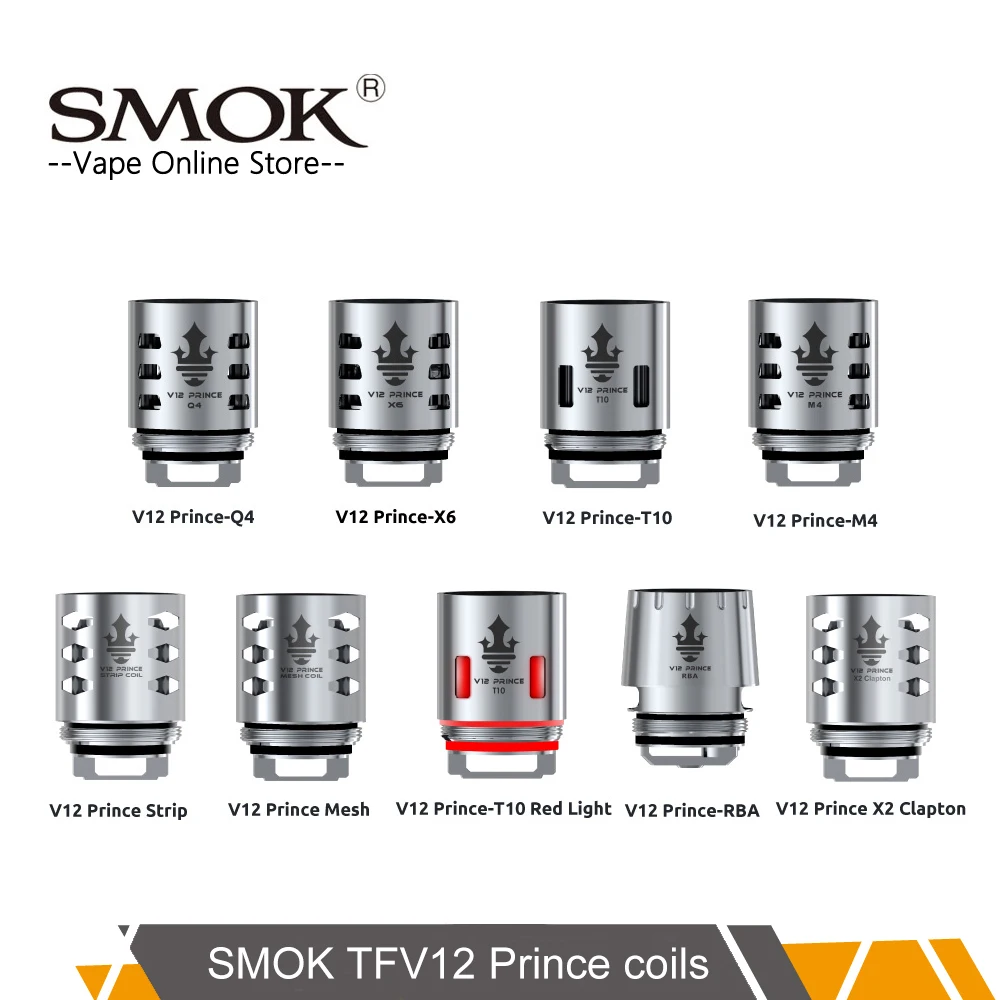 Original SMOK TFV12 Prince Coil V12 Prince RBA Q4 M4 X6 T10 Mesh Strip Core Fit for TFV12 PRINCE Tank Eletronic Cigarette Cores