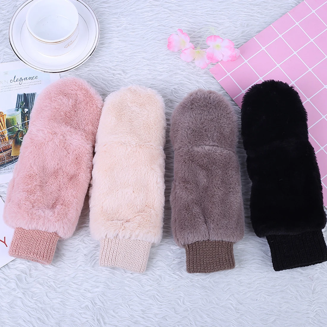 Buy Winter Thickened Cute Whole Covered Finger Mittens