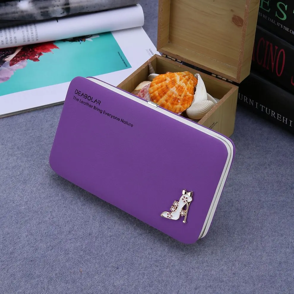 

10pcs Book Style Korean purple Fashion Women Large Capacity PU Leather Case With Zipper Wallet Phone Bag Long Styleong Style