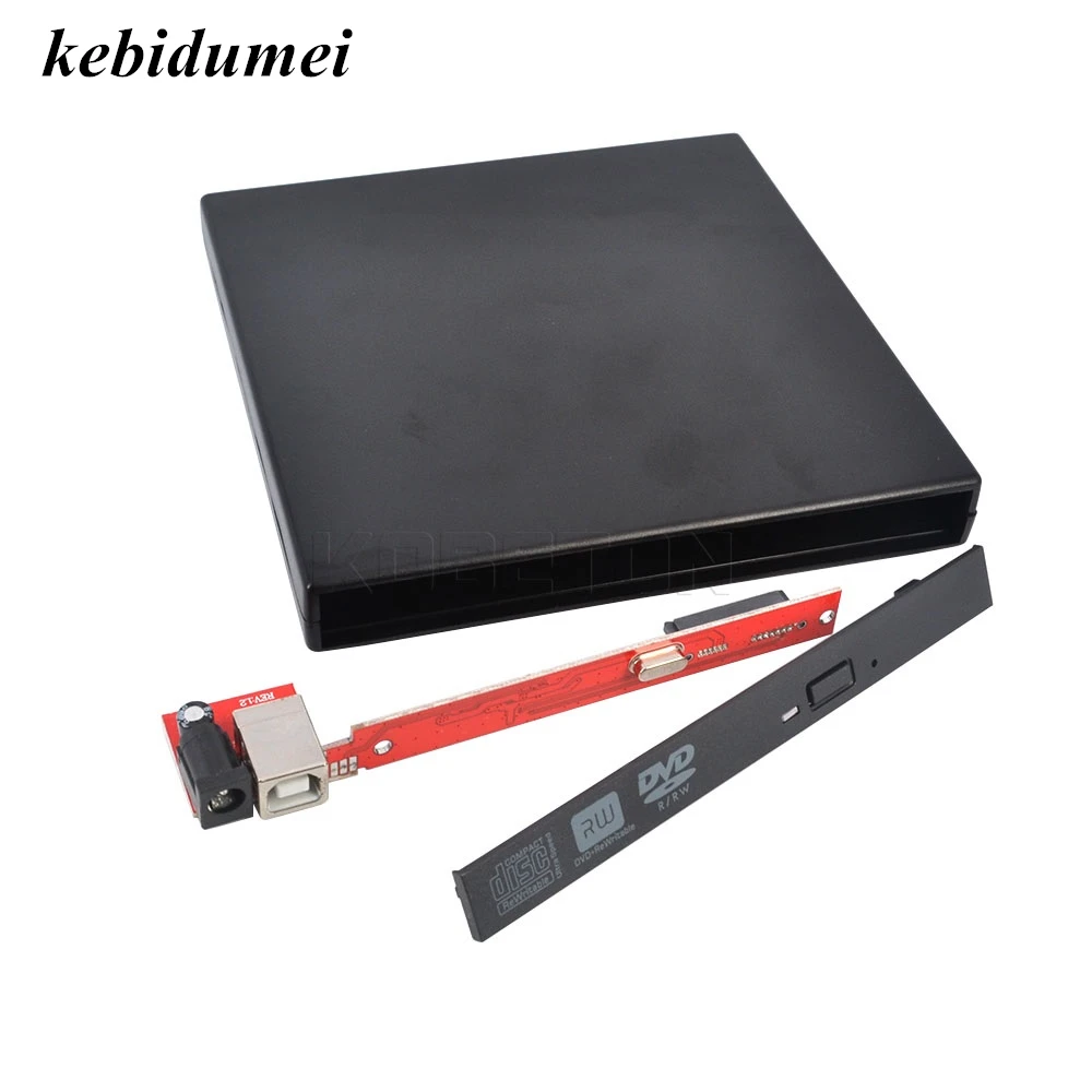 Kebidumei USB 2,0 DVD CD DVD-Rom DVD RW To SATA жесткий диск Caddy адаптер Внешний чехол для ноутбука компьютера ПК