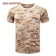 Camuflagem ao ar livre camisas de acampamento tático t-shirts dos homens caminhadas caça secagem rápida manga curta do exército camo camisas militares(China)