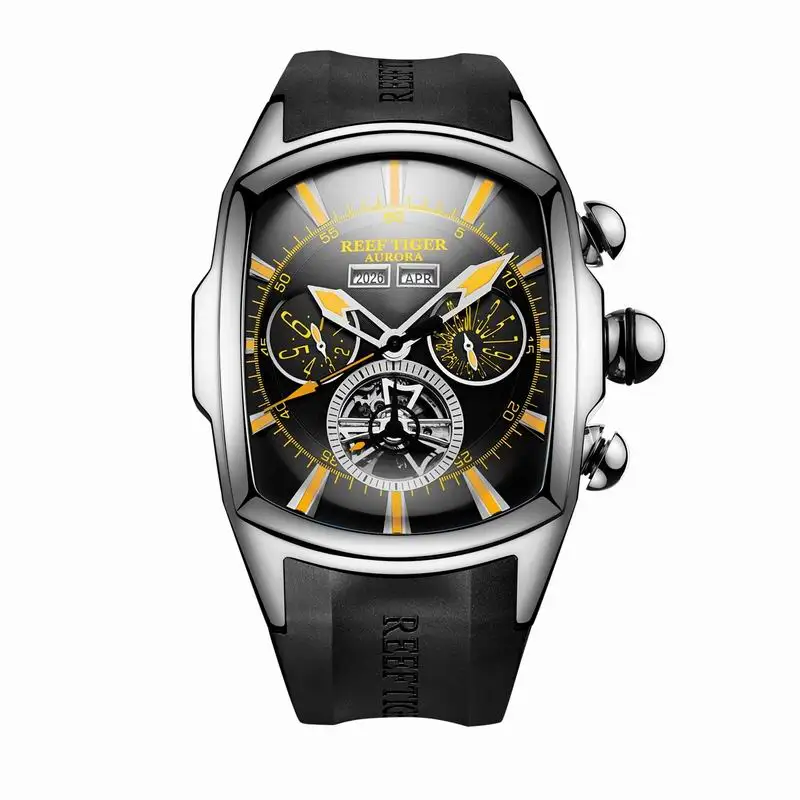 Reef Tiger/RT спортивные часы для мужчин Reloj Hombre светящиеся аналоговые Tourbillon брендовые Роскошные водонепроницаемые часы Relogio Masculino RGA3069 - Цвет: 14