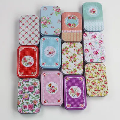 Small Flowers Random 1 шт. винтажная Цветочная Печать Мини жестяная коробка для ювелирных изделий Свадебная подарочная металлическая коробка с декоративными конфетами коробки для хранения подарок для дома - Цвет: Small Flowers Random