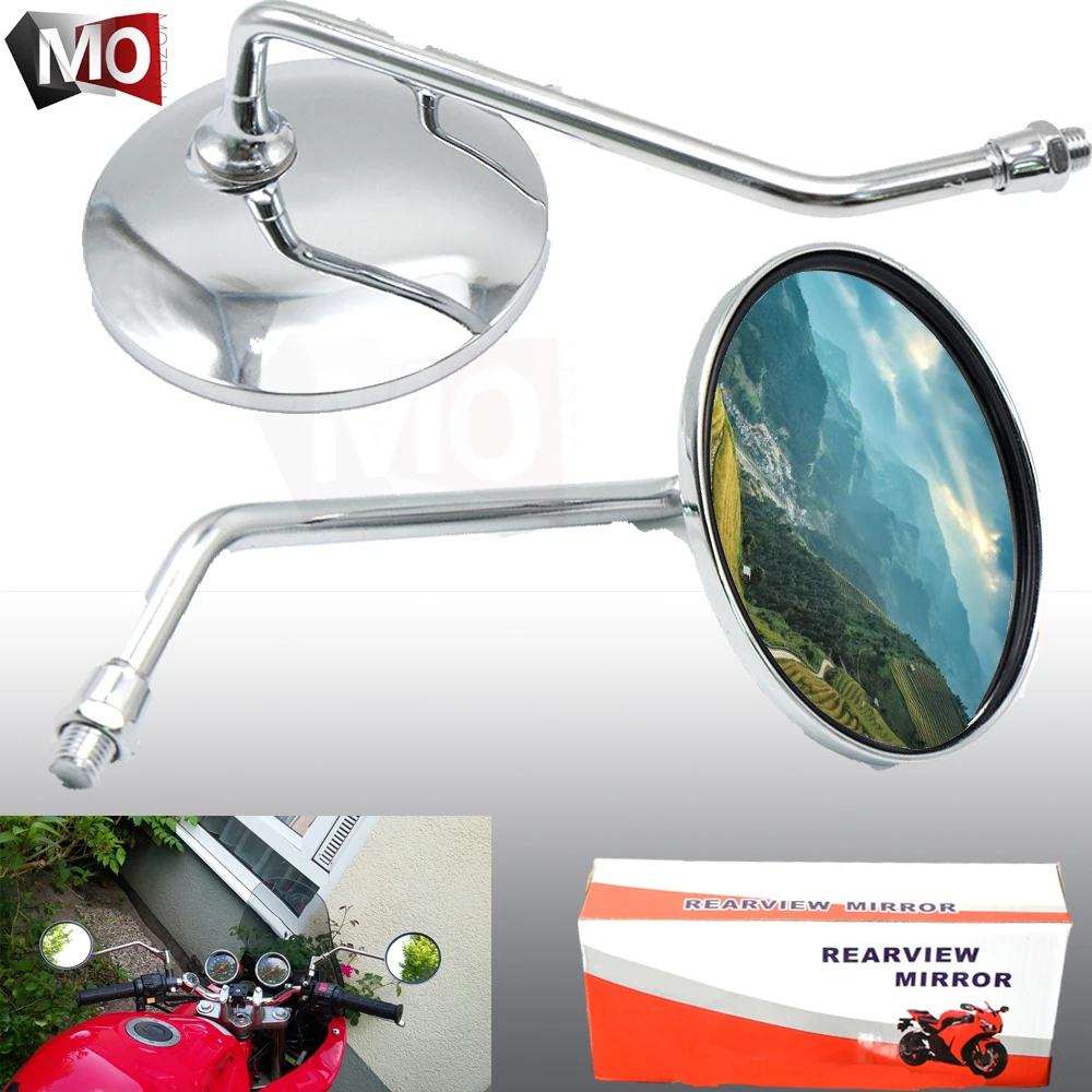 

Round Universal Motorcycle Rearview Mirrors scooter accessories For Yamaha AT1 2 3 XS 400 800 RT1 R1 6 Kawasaki KX 25 cafe racer