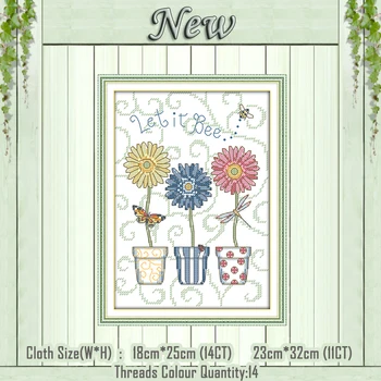 

Three basin flower diy decor painting counted print on the canvas DMC 11CT 14CT kits NKF Cross Stitch embroidery needlework Sets
