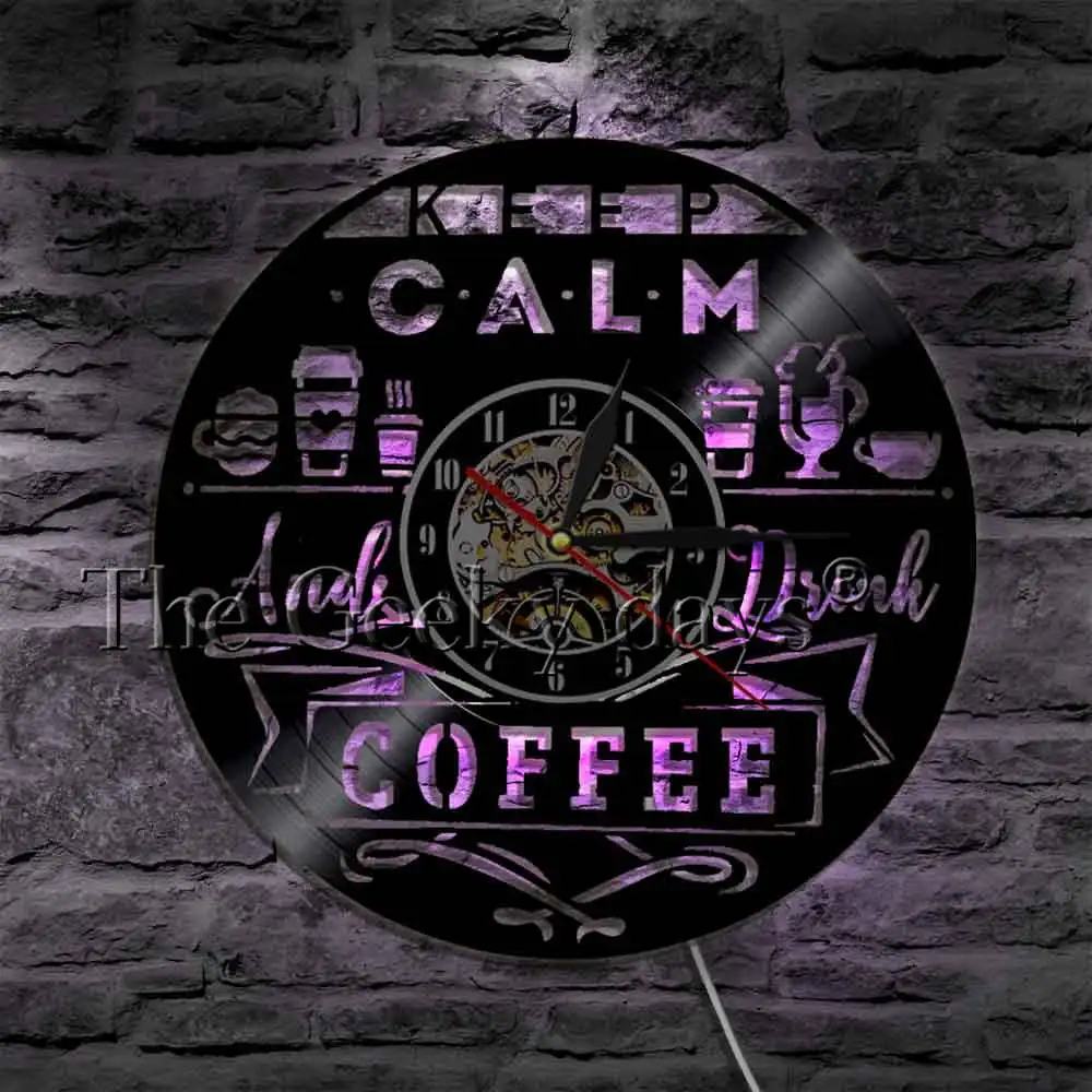 Keep Calm and Drink кофейные виниловые настенные часы классический кофейный дом логотип