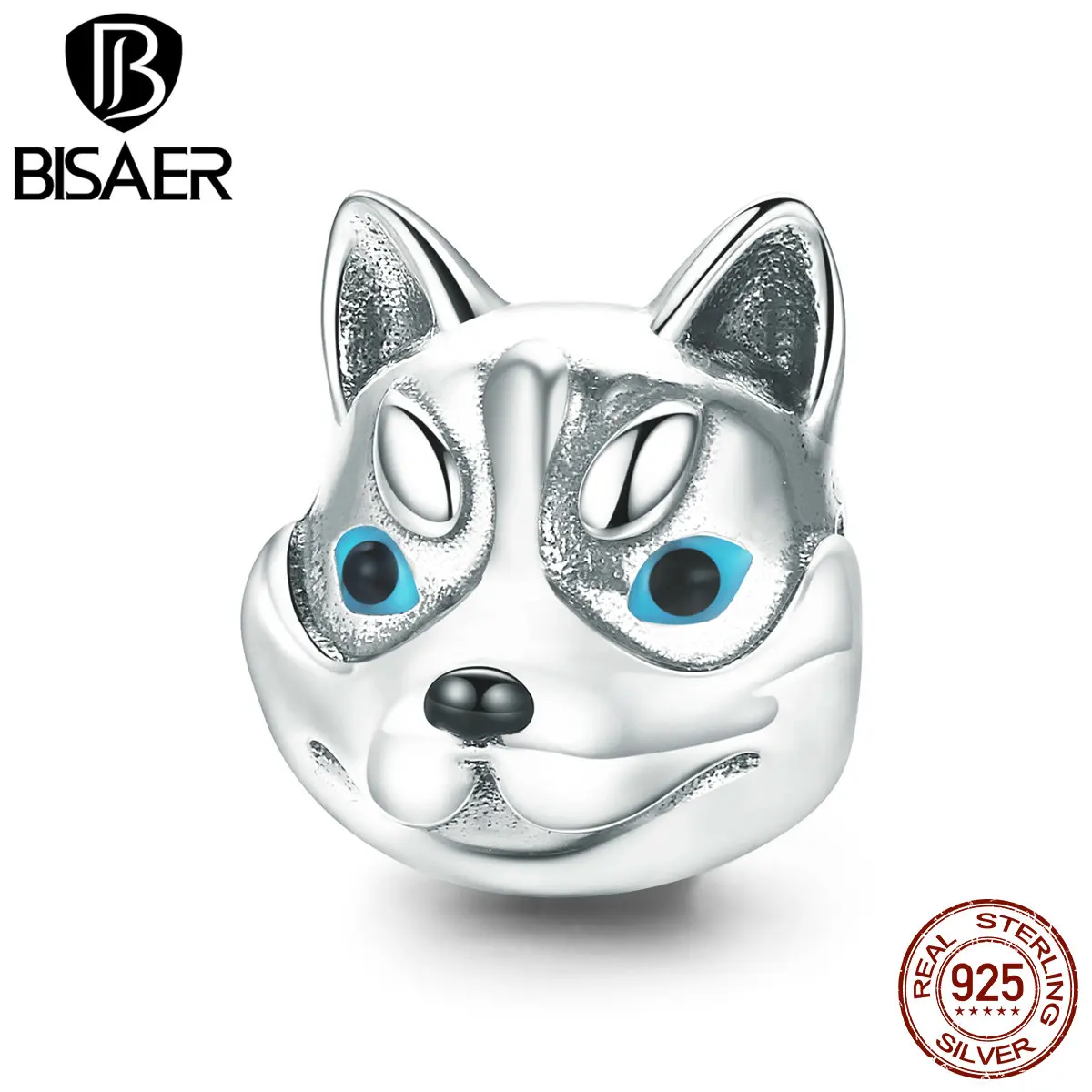 BISAER горячая Распродажа 925 пробы серебряные подвески Huskie Dog Husky бусины для животных браслет подлинные серебряные ювелирные изделия ECC836