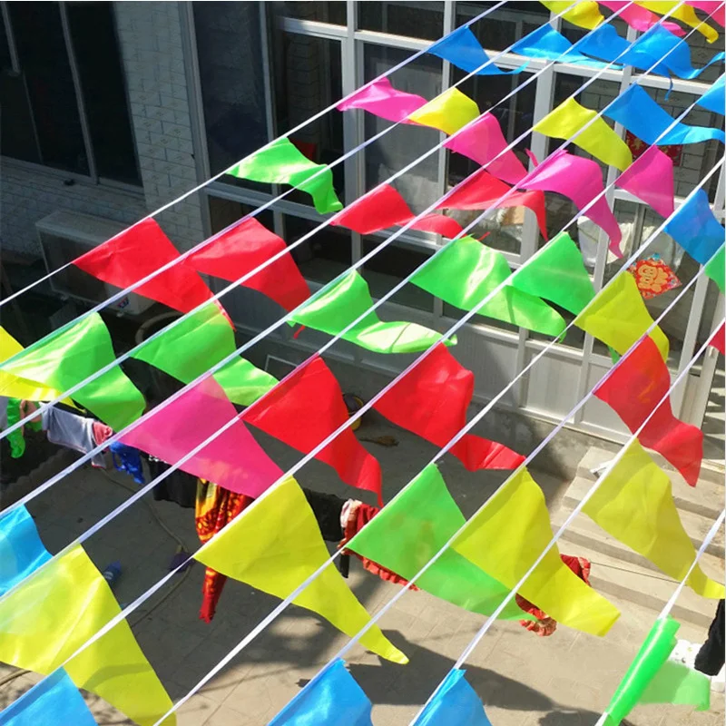 

50M Colorful Flag Pennant String Banner Festival Party Holiday Decorate