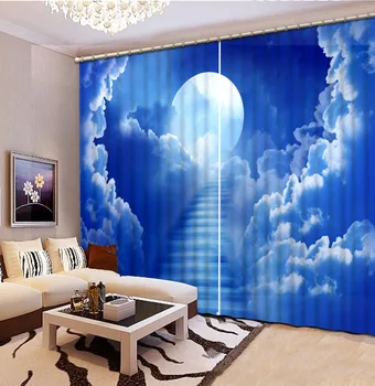 

moonlight curtains Beautiful Photo Fashion Customized 3D Curtains blue curtains