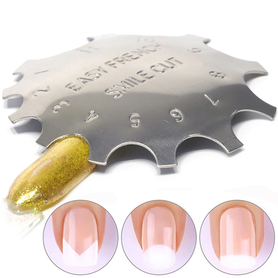 

1pc Easy French Line Edge Nail Art Tool Smile Cutter Nail Stencil Trimmer Clipper Stainless Ploy Tips Manicure Decorations SA673