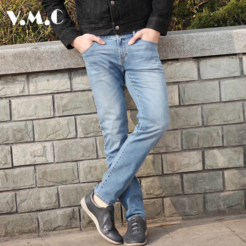2017 New design Spring Famous Brand Men Slim Jeans male 100% Cotton Straight Pants VMC Long Denim Trousers | Мужская одежда