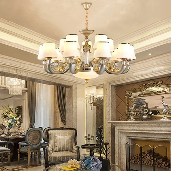 

Zinc alloy jade led chandelier living room crystal chandelier restaurant chandeliers staircase lamp Hotel modern bulb chandelier