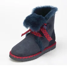 De Calidad superior Genuino de Las Mujeres Botas de Nieve Botas de Invierno de Cuero de piel de Oveja 100% Natural de Piel de Lana Caliente de Las Mujeres Botas