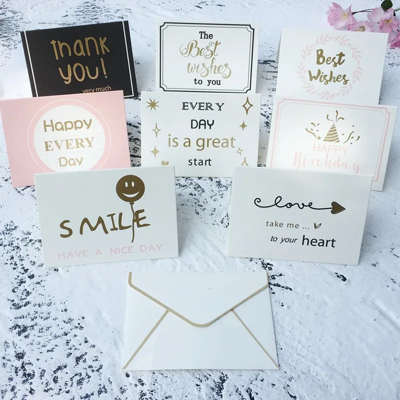 Best Wishes Greeting Card with Envelopes Blessing Cards Blank Note