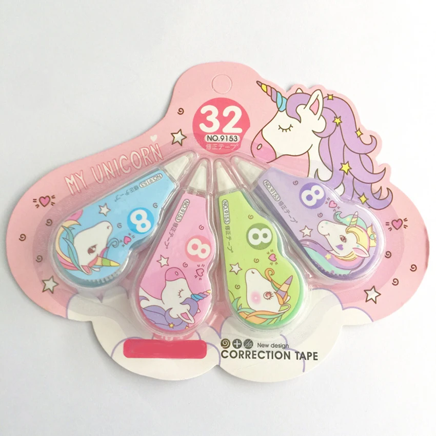 4pcs/set Kawaii cartoon Correction Tape Kids Cartoon Corrector Stationery 5mm Plastic Correcting Tape School Office Supplies