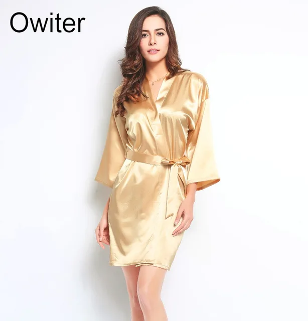 SR019 Silk Robe Bathrobe Women Short Satin Robe Women Peignoir Womens