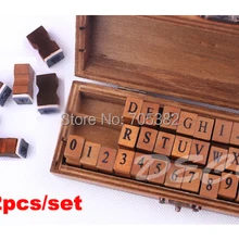 42 шт./компл. Винтаж Uppercase& цифры и алфавит деревянный набор резиновых штампов деревянная коробка Декоративные DIY работы(ss-2139