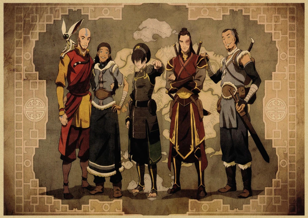 Аватар Последний Airbender Aang Katara мультфильм крафт-плакаты и печать настенная живопись Настенная картина для гостиной домашний декор - Цвет: Темно-серый