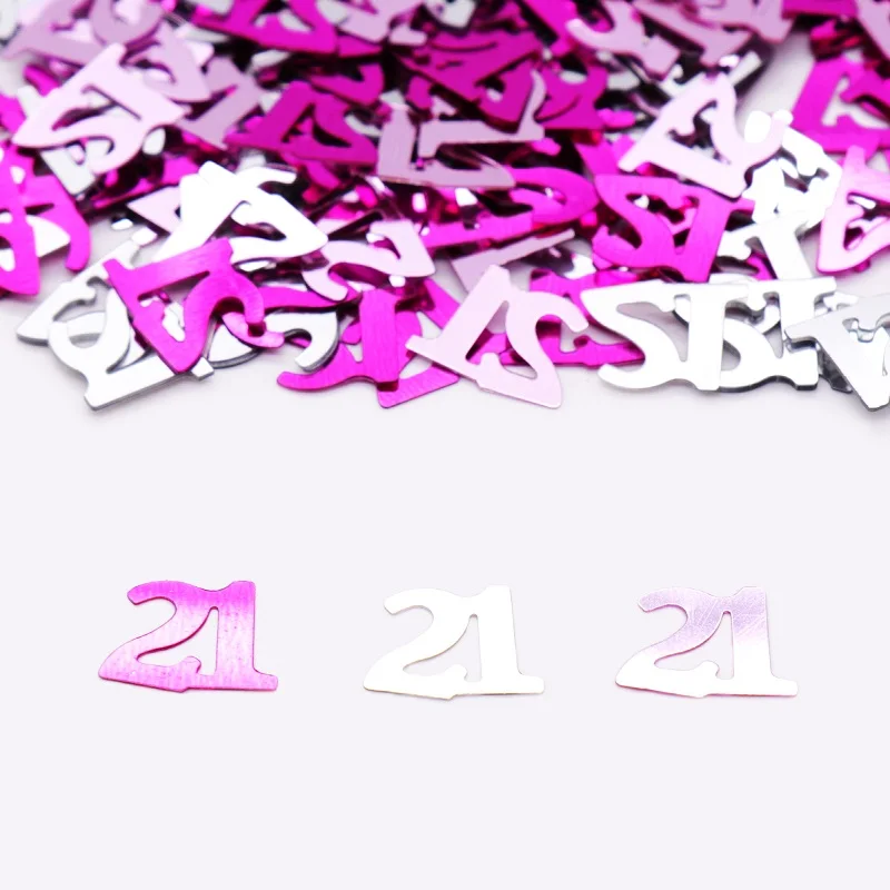 15 г День рождения номер 13, 16, 18, 20, 21, 30, 40, 50, 60, 70, 80 металлический посыпать конфетти стол разброс для дня рождения Свадебная вечеринка Декор - Цвет: pink 21th