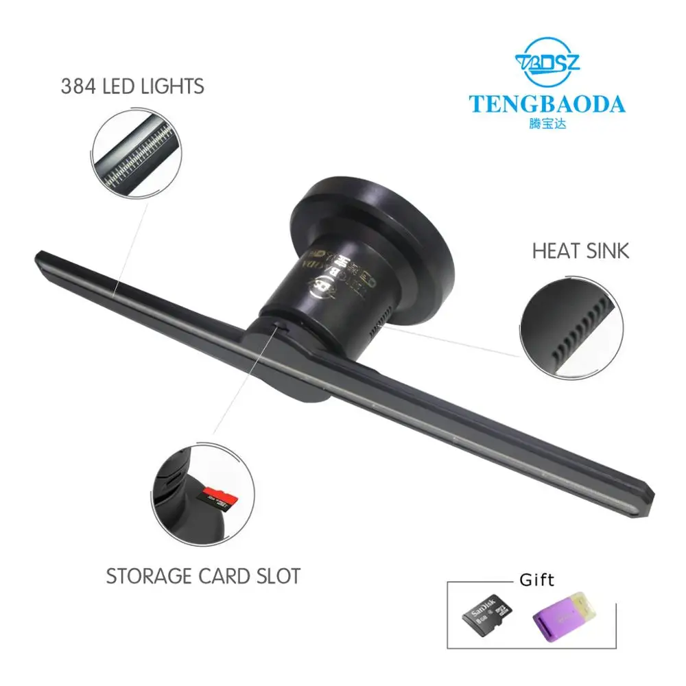 TBDSZ 3D Wi-Fi голограмма рекламный дисплей светодиодный вентилятор 42 ...