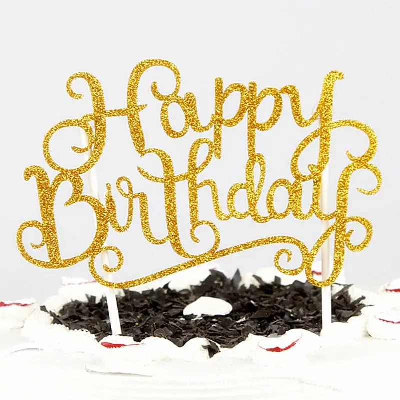 Блестящий для дня рождения с изображением флага торт Топпер вечерние Популярные наклейки декор баннерная карточка аксессуары для торта на день рождения
