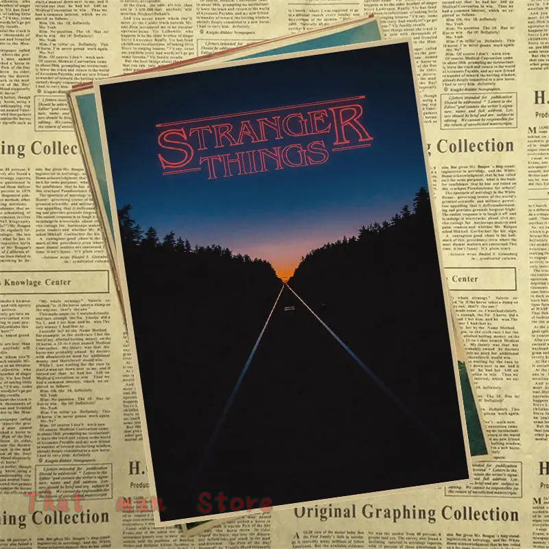 Наклейка на стену очень странные дела 42 х30 см|wall sticker|poster retroretro poster |