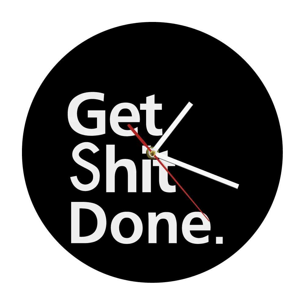 1Piece Get Shit Done. Silhouette Wall Clock Personalised Acrylic Clock Modern Silent Quartz Adult Iconic Round Clock
