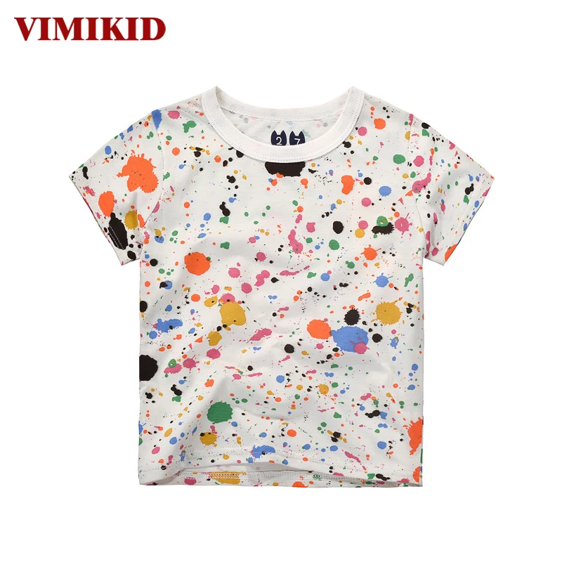 children summer clothing font b baby b font boy T shirt cotton Paint points short sleeve