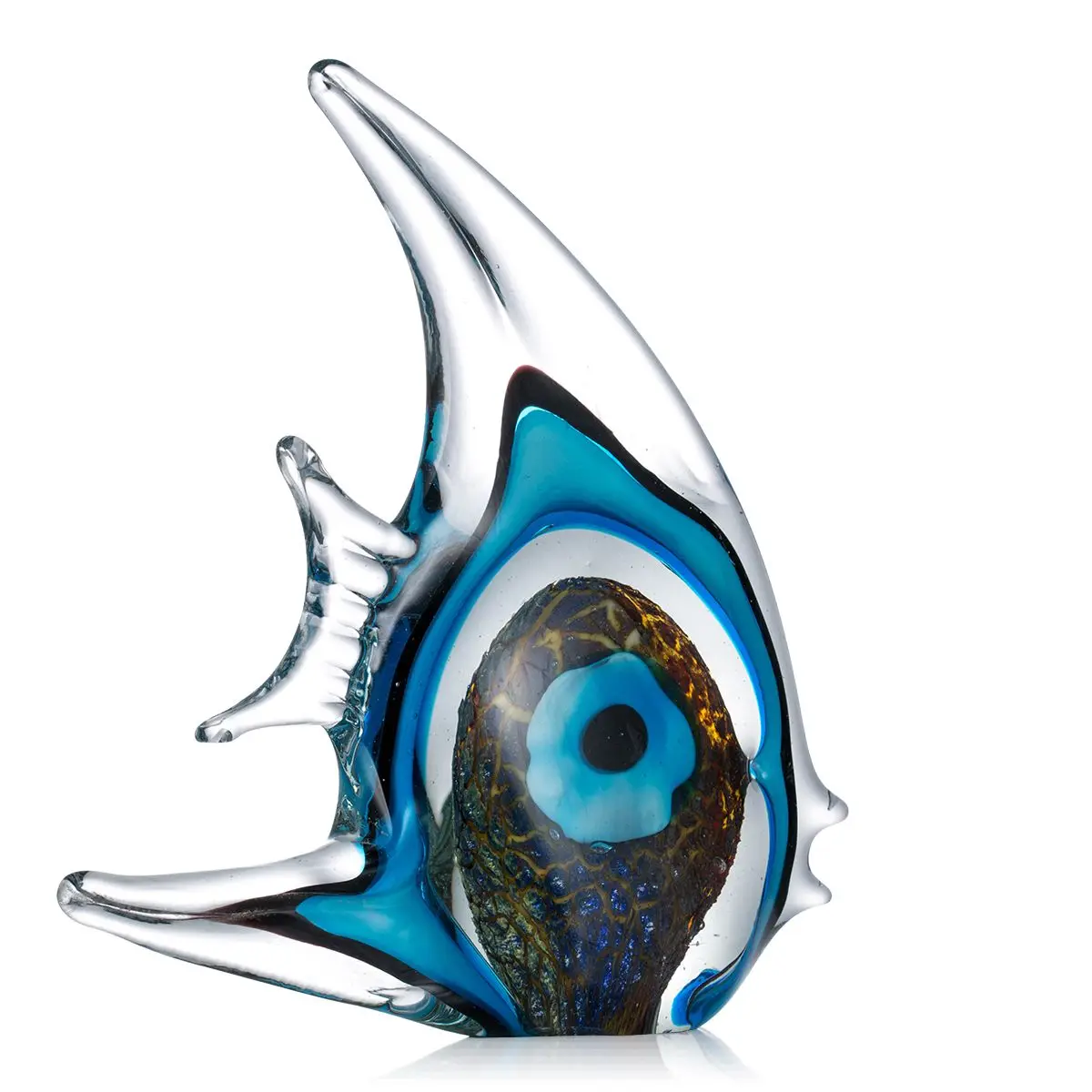 Tooarts decoracion hogar в синюю полоску, стеклянная скульптура для тропических рыб, статуэтка, аксессуары для украшения дома, современная стеклянная рыба