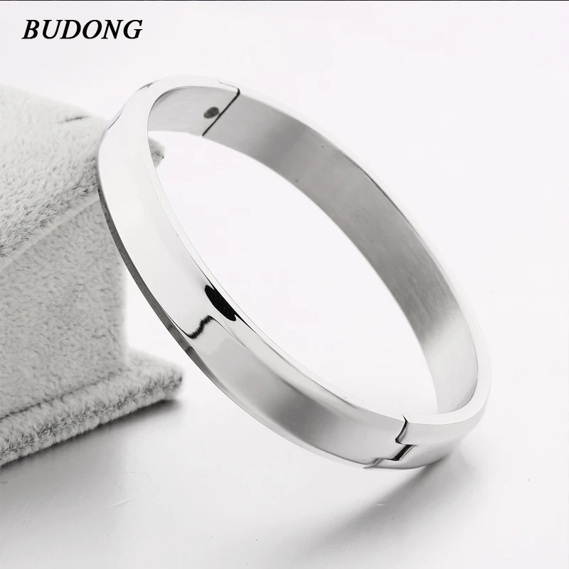 

BUDONG Brand 2017 Vintage Stainless Steel Wristband Hand cuff for Men High Quality Bangle Bracelet Indian Jewelry BZ007