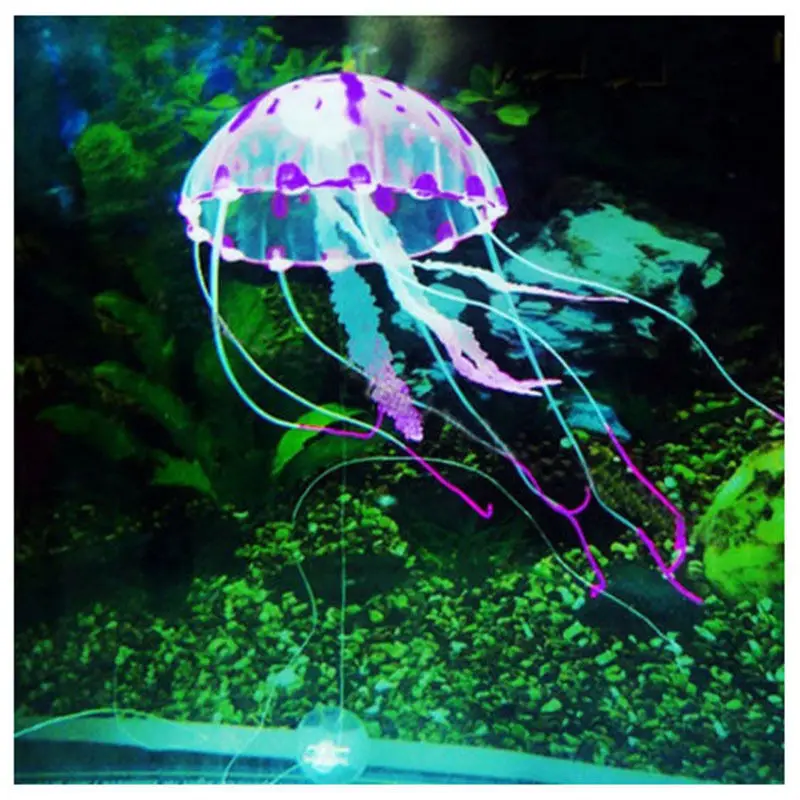 Светящийся эффект искусственная Медуза для аквариума украшение мини подводная лодка украшение подводный декор для домашних животных - Цвет: purple