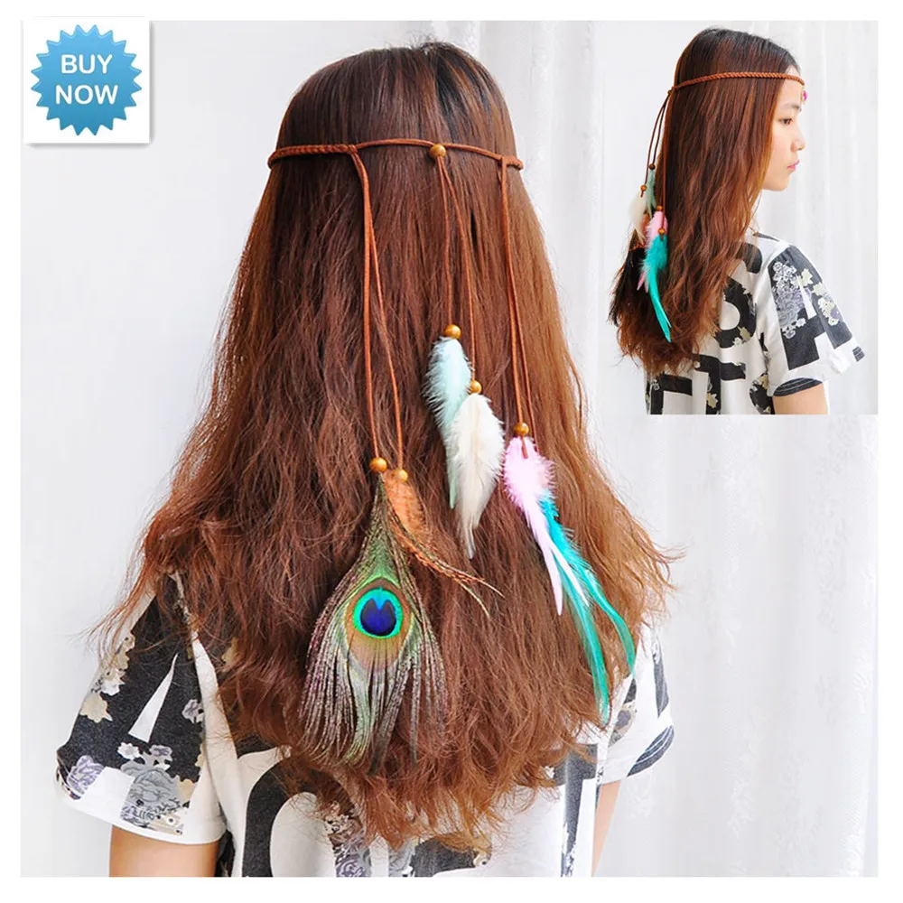 

Indian Gorgeous Feather Headband Headdress Headpieces Necklace Belt