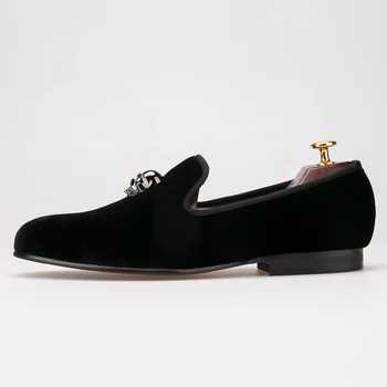 

Delicate low-key skull buckle Carrefour velvet wedding shoes banquet sets of men's shoes sapato social masculino