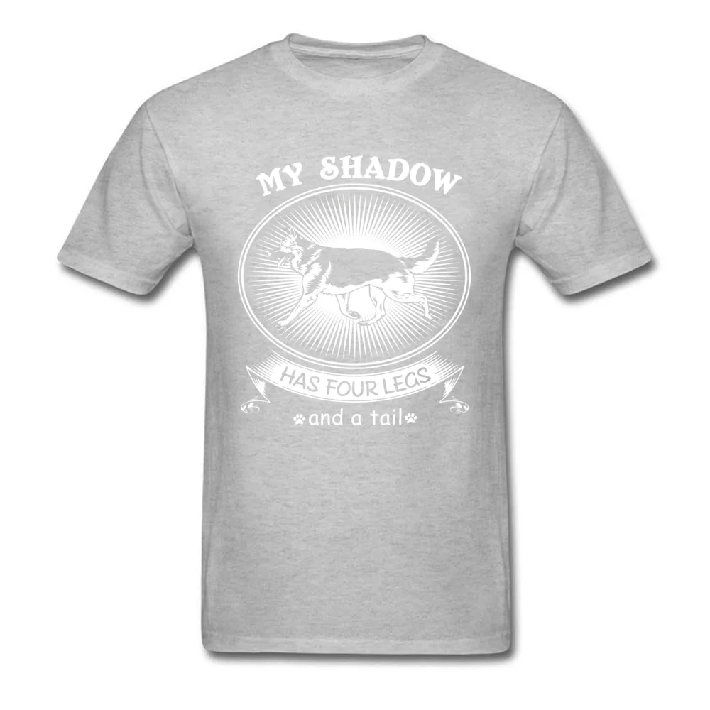 3D Printed 100% Cotton Fabric Men's Short Sleeve Tops & Tees Casual Summer/Fall Top T-shirts New Arrival Round Collar Tee-Shirt German Shepherd Dog Funny Art My Shadow Has Four Legs and A Tail grey
