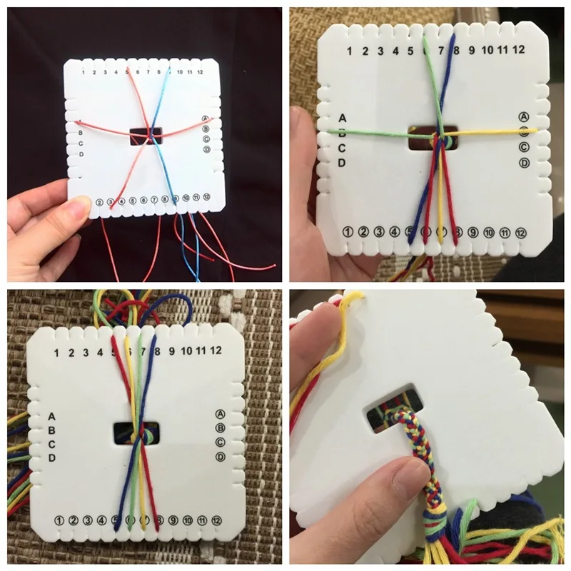 2 предмета, круглая, квадратная, диск Плетенный, Макраме шнура Браслет ручной ткацкий станок диска пластина DIY материалы швейные инструменты, нержавеющая сталь